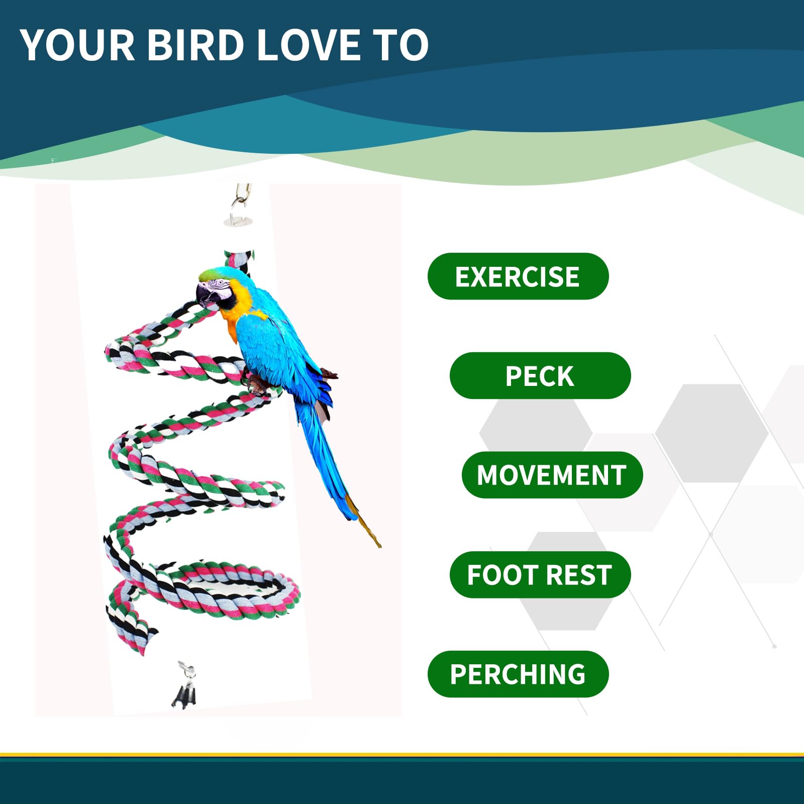 OSWINMART Amazon parrot perch offers a stimulating climbing experience.