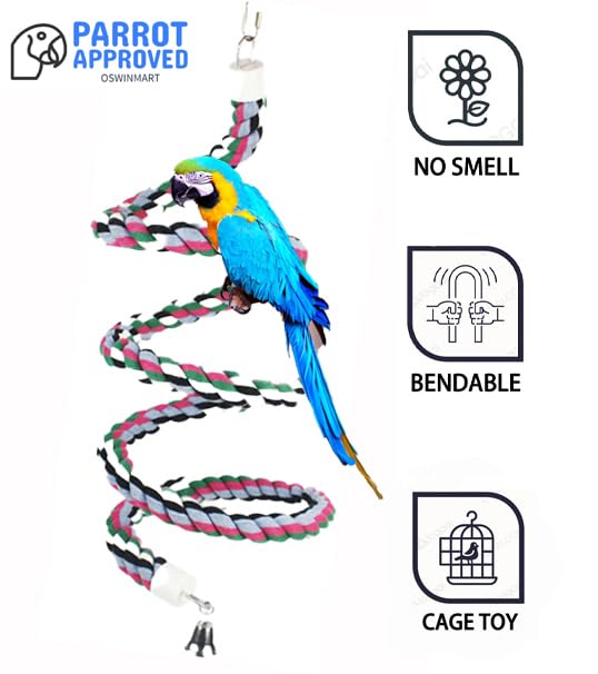 OSWINMART inside-cage bell toy promotes enrichment and activity for birds.