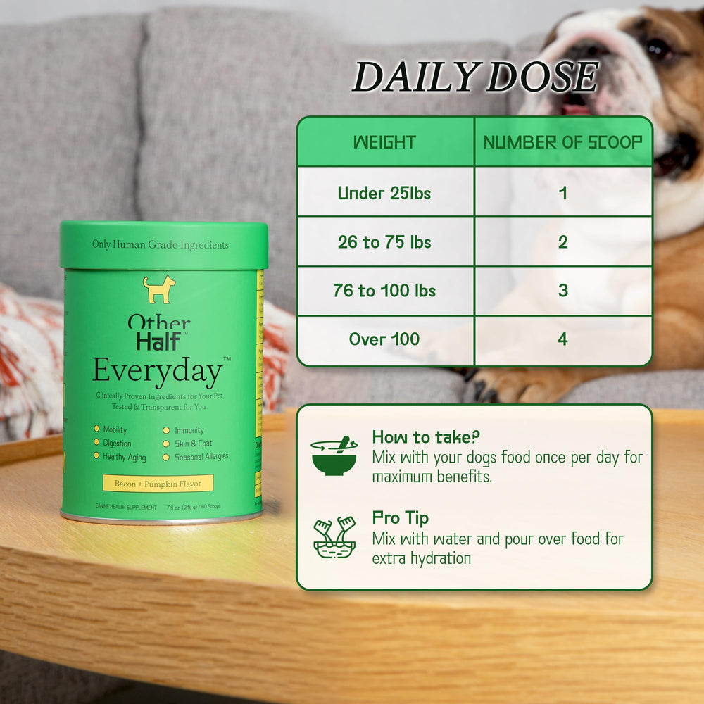 Other Half Everyday omega-3 EPA and DHA for coat health.