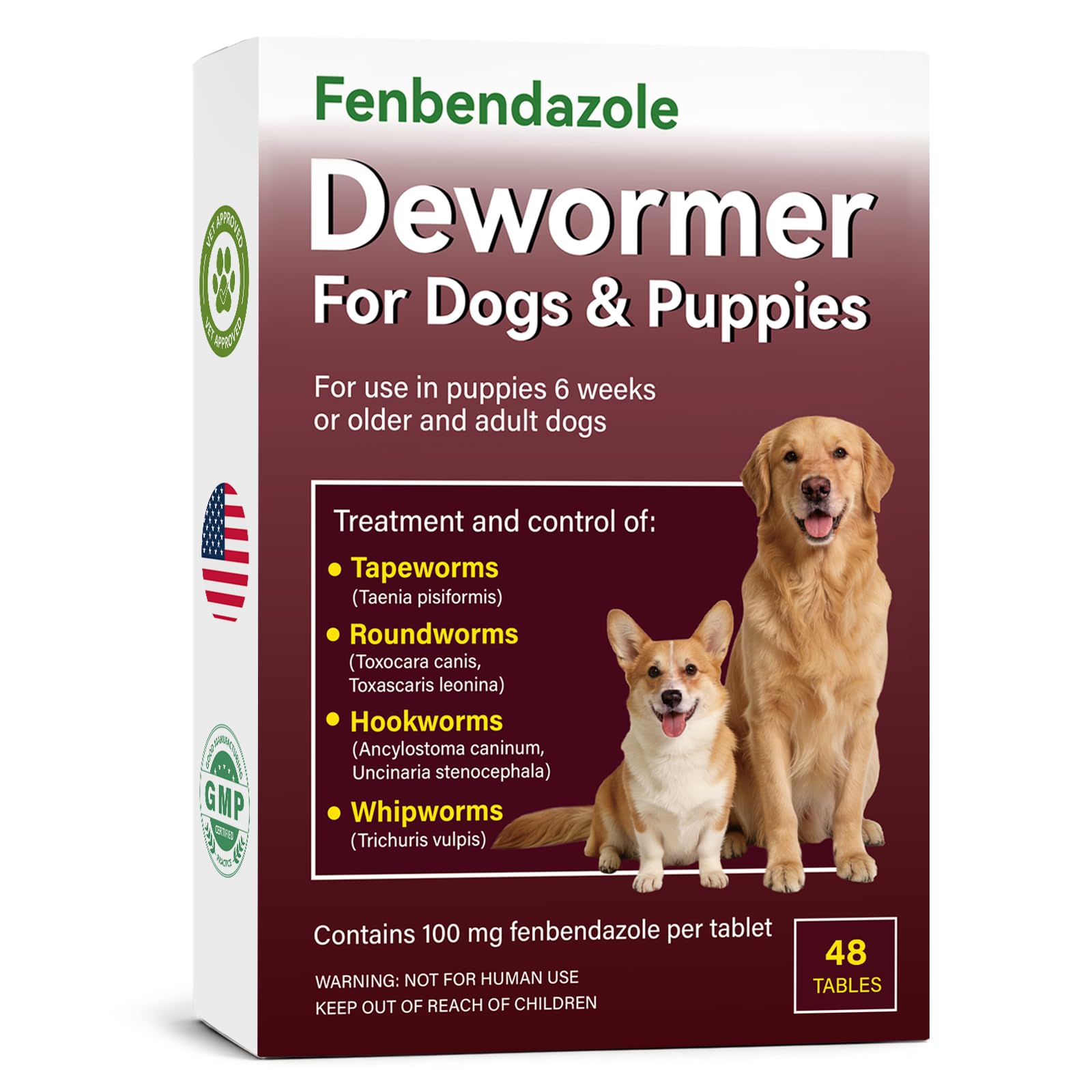OthoKing dog dewormer tablets close-up, odorless and easy to give.