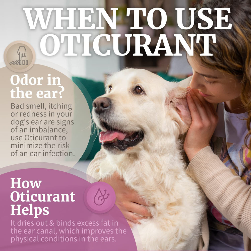 OTICURANT natural, perfume-free ear powder helps keep ears dry.