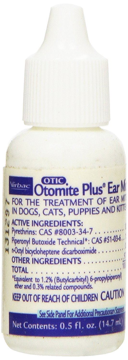 OTOMITE PLUS three-pack ear mite treatment in half-ounce bottles for convenient home care.