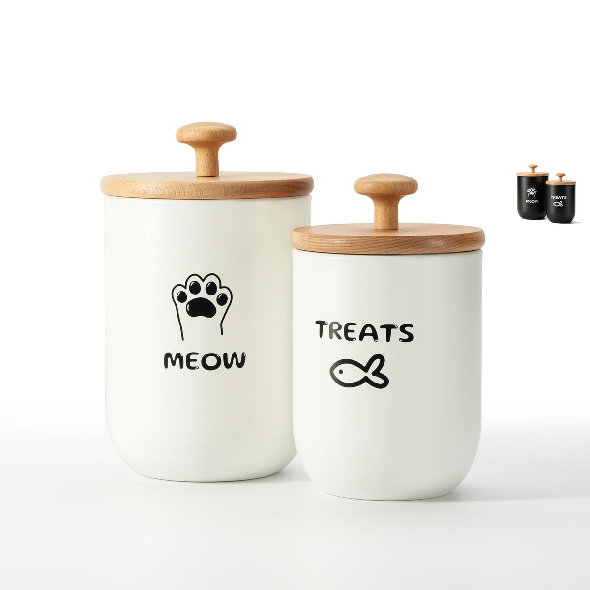 OTTENON cat treat container two-pack with airtight lids keeps snacks fresh and organized.
