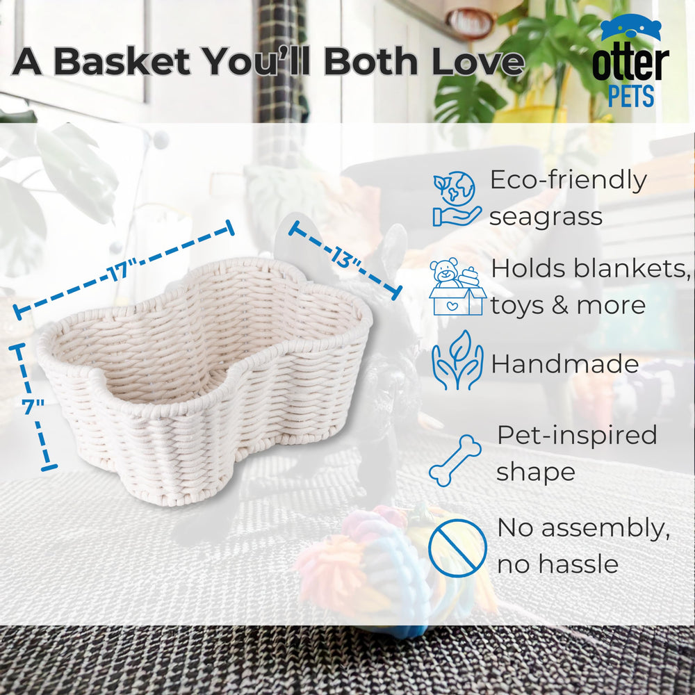 OtterPets bone-shaped dog basket adds cute organization to your living space.