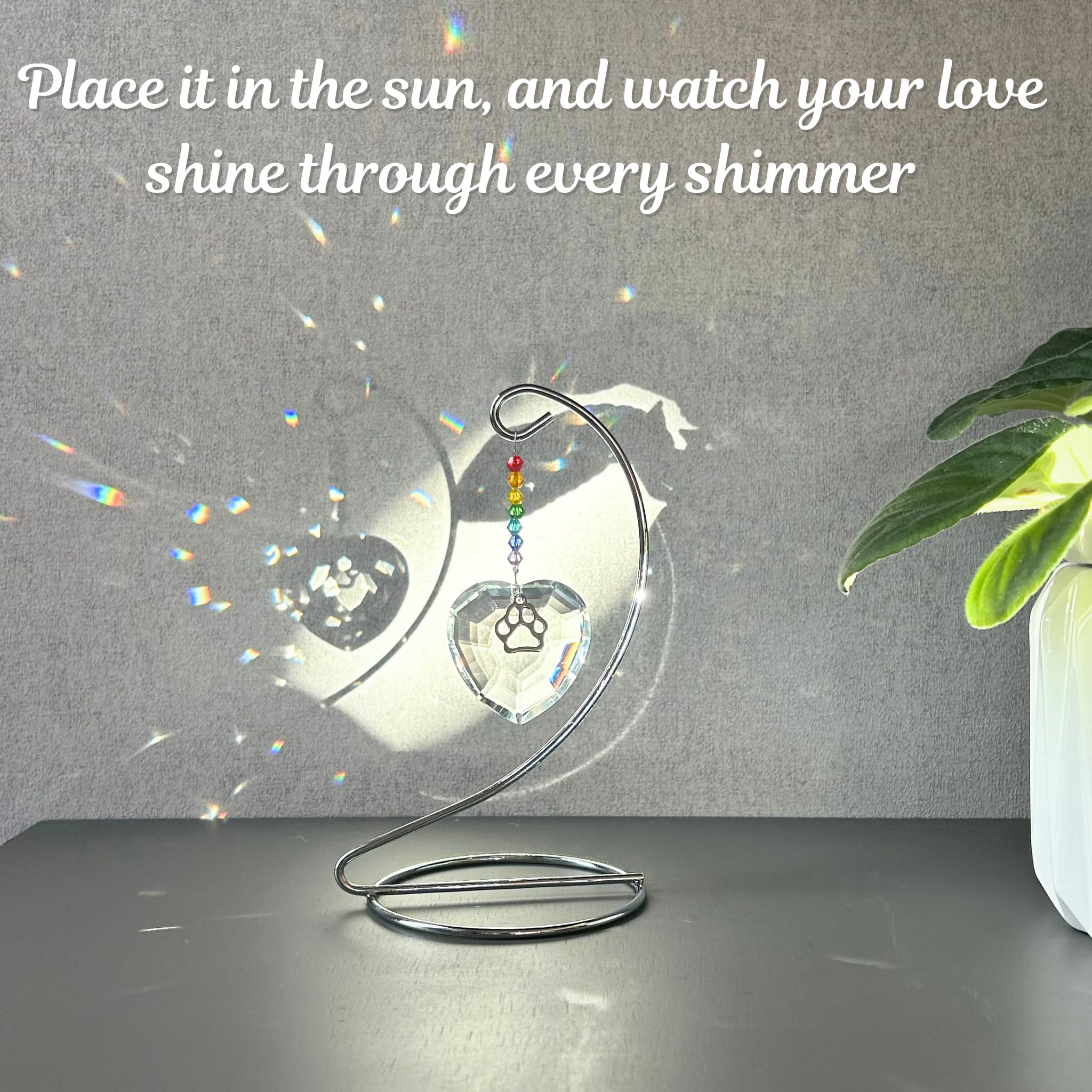 OtterPets crystal heart suncatcher highlighting memory with warm light
