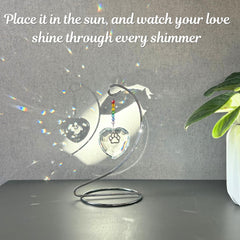 OtterPets crystal heart suncatcher highlighting memory with warm light