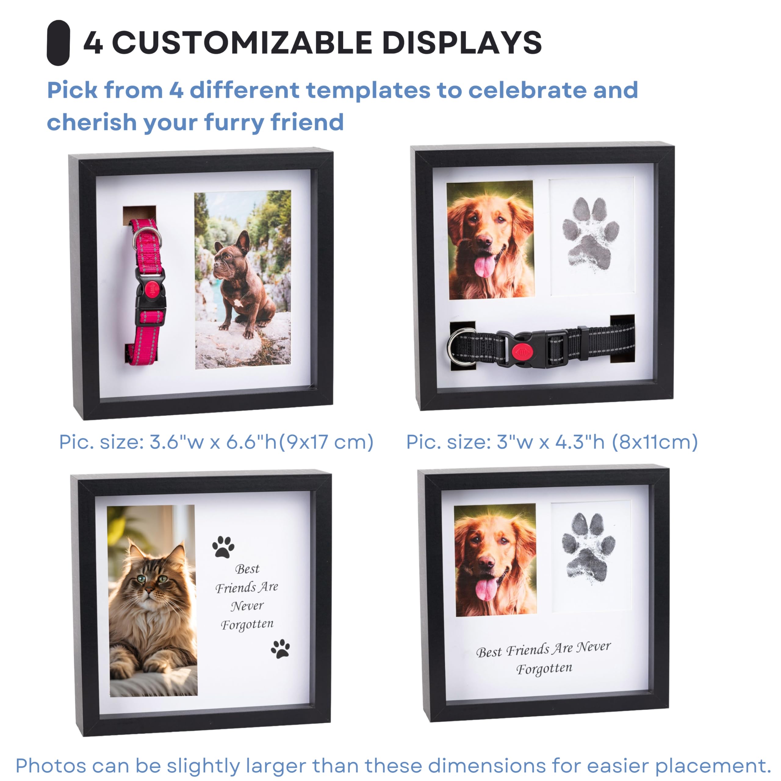OtterPets dog paw print frame 9x9 with shatterproof plexiglass for lasting display
