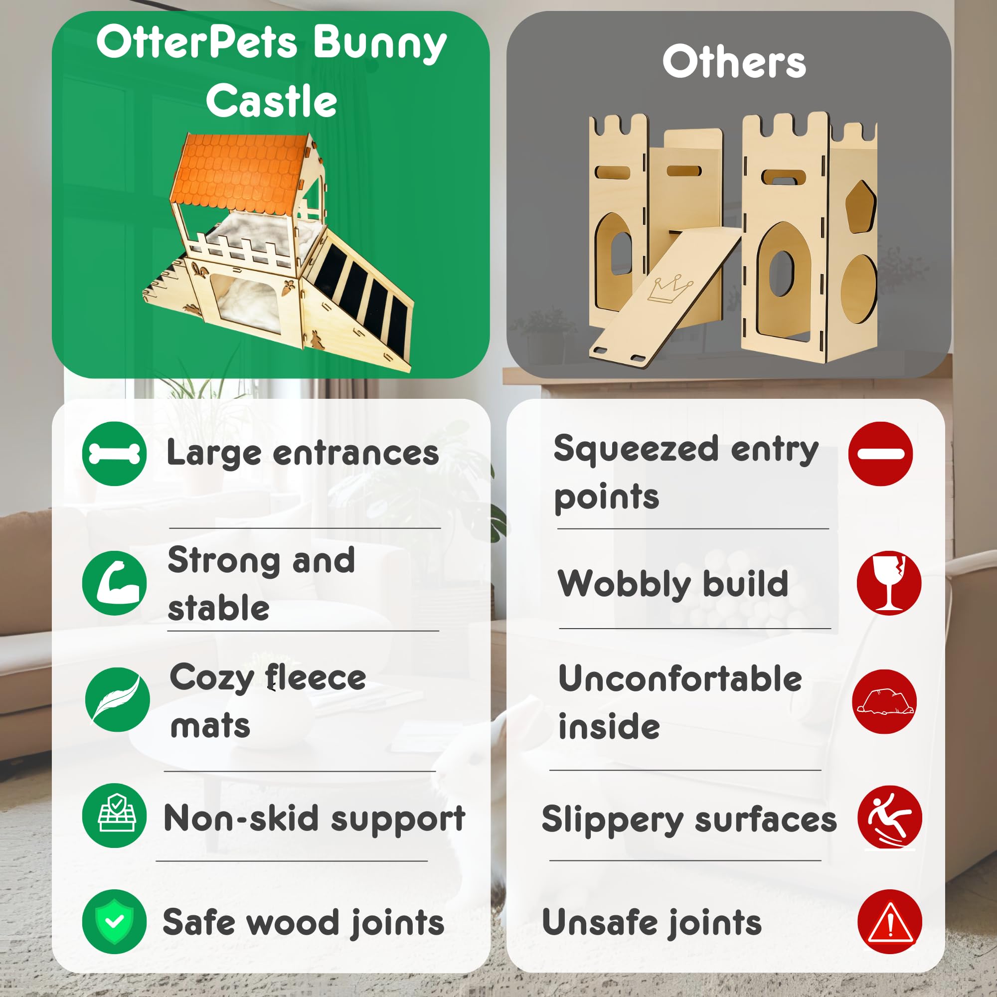 OtterPets extra-large bunny hideout assembly demonstrates tool-free setup