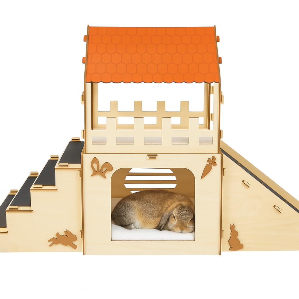 OtterPets extra-large bunny hideout base view shows durable basswood for indoor use