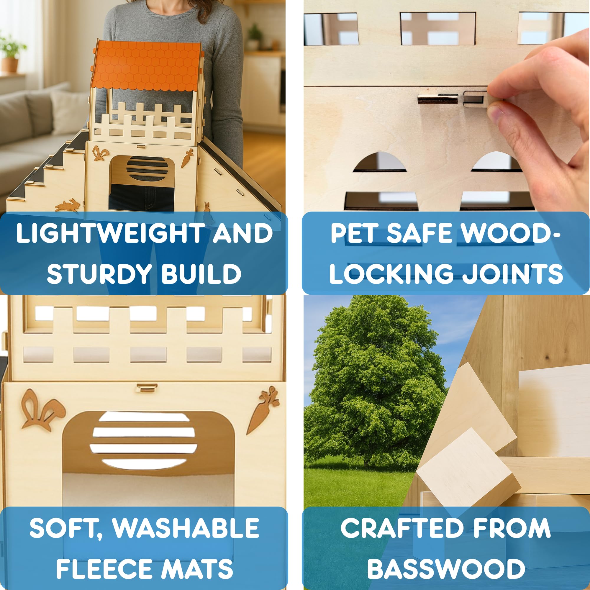 OtterPets extra-large bunny hideout multi-level encourages hopping and exploration