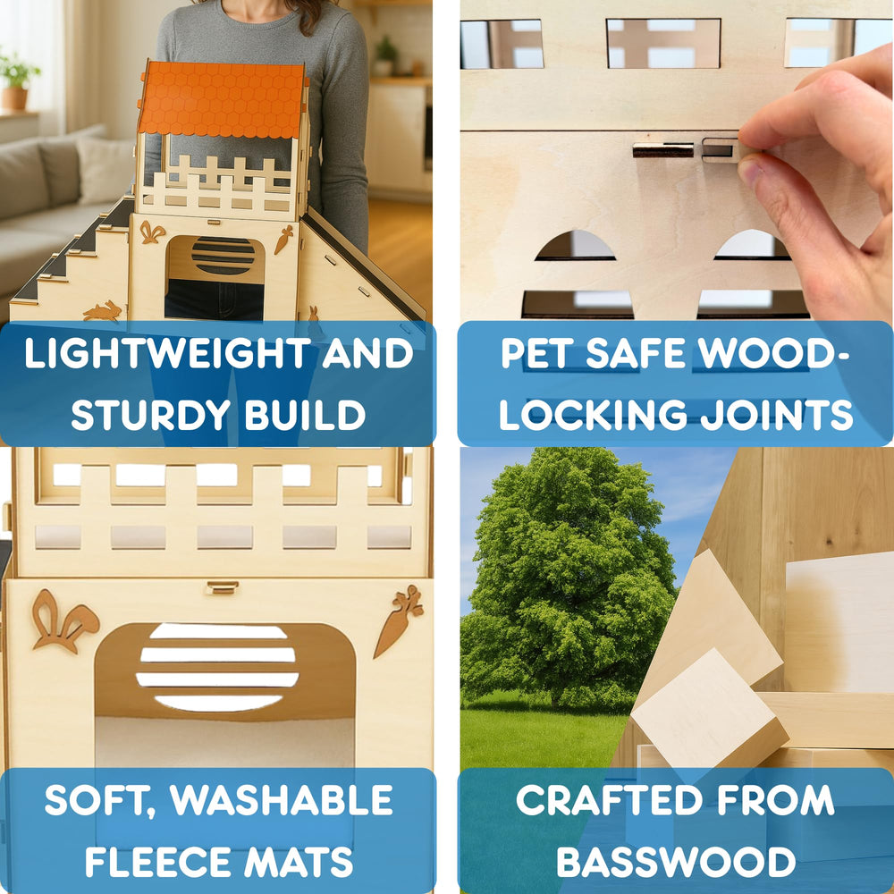OtterPets extra-large bunny hideout multi-level encourages hopping and exploration