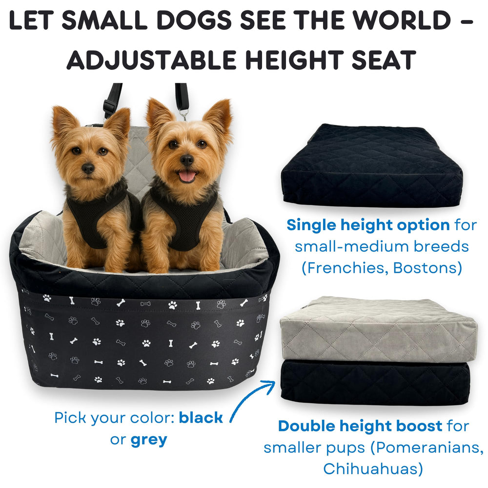 OtterPets booster seat fits front or back for versatile travel setup