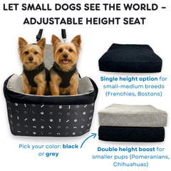 OtterPets booster seat fits front or back for versatile travel setup