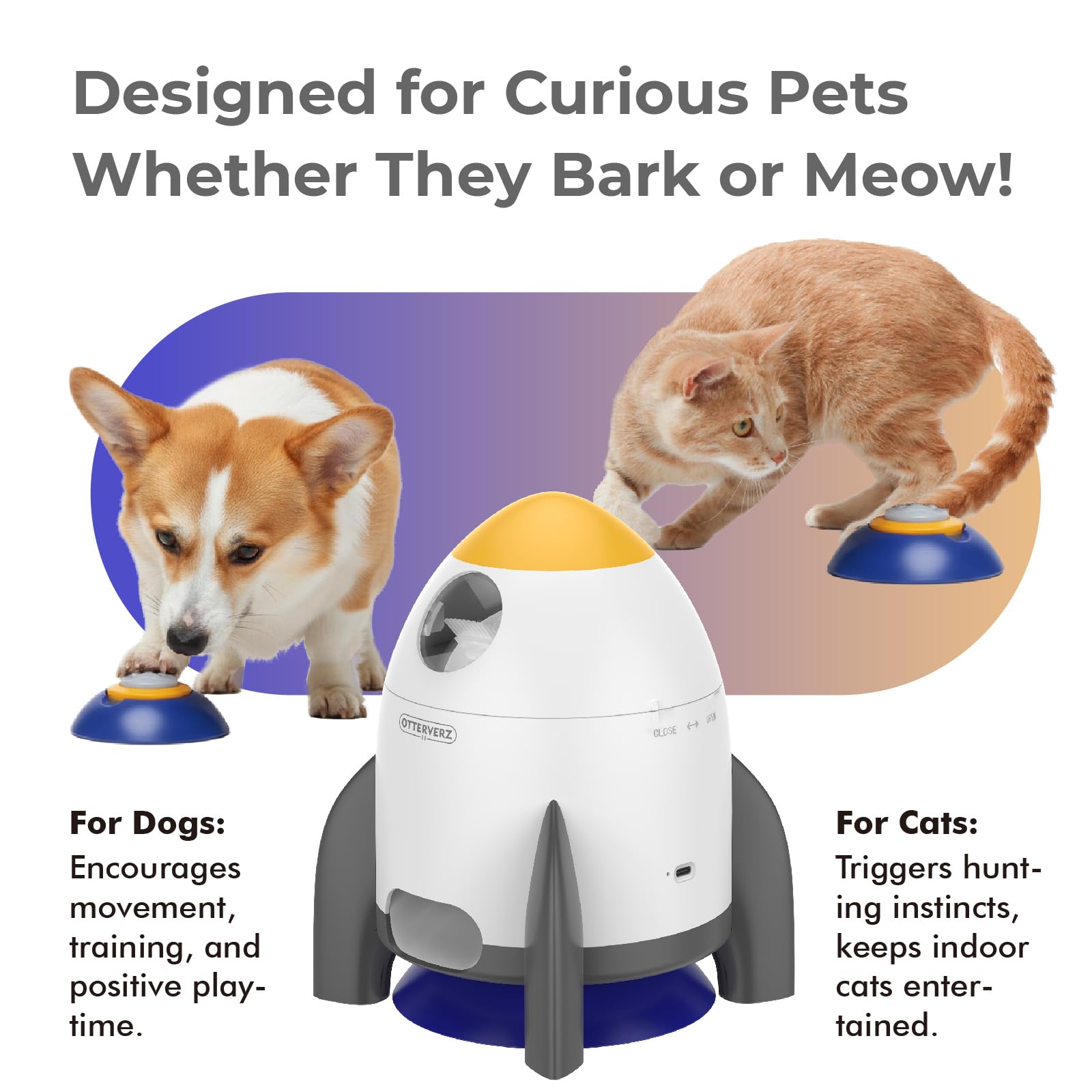 OtterVerz 11 indoor and outdoor play modes for versatile pet fun.