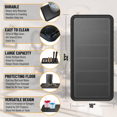 Ottomanson boot tray outdoor waterproof black 16x32 suitable for patio