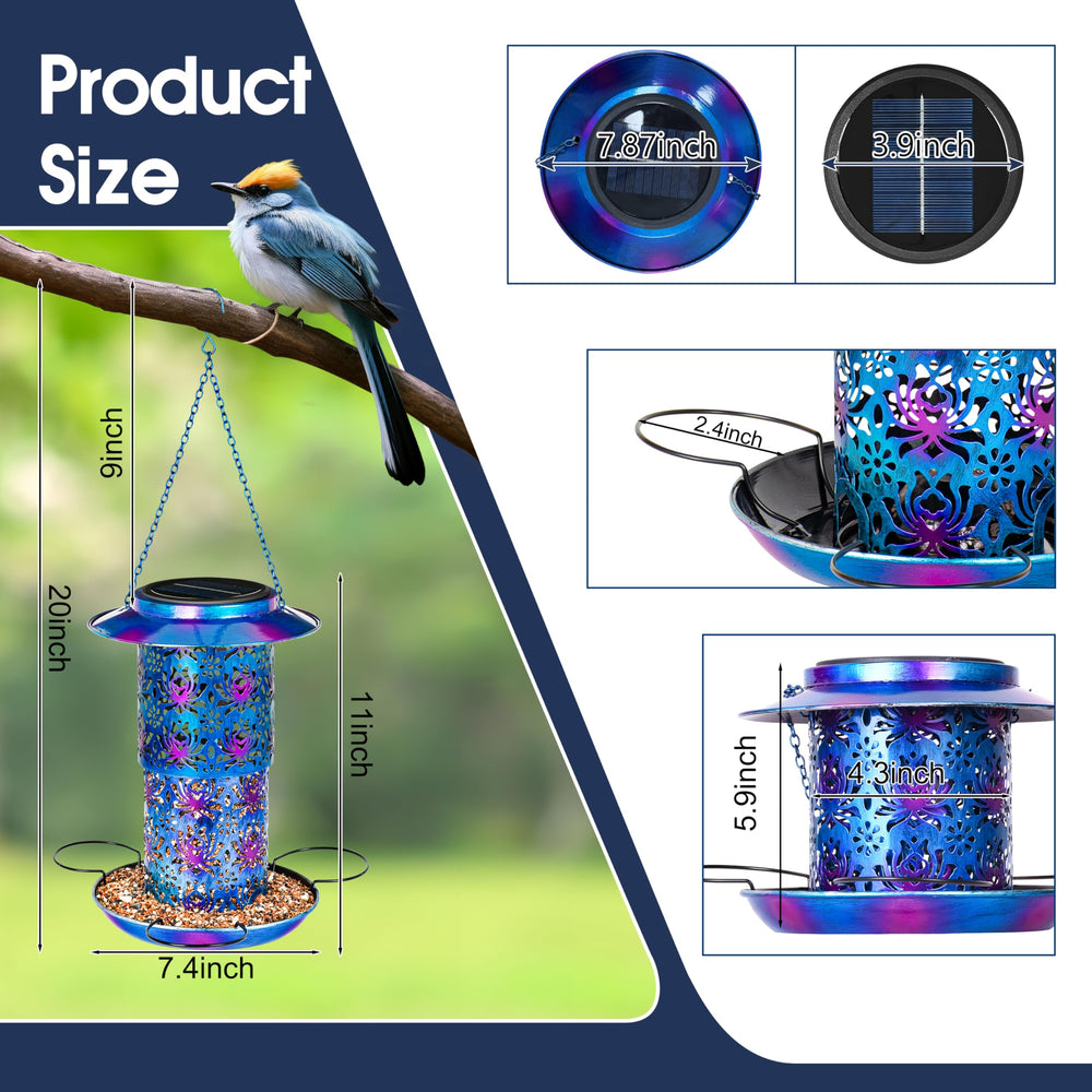 Ottsuls solar bird feeder garden lantern at night brightening paths