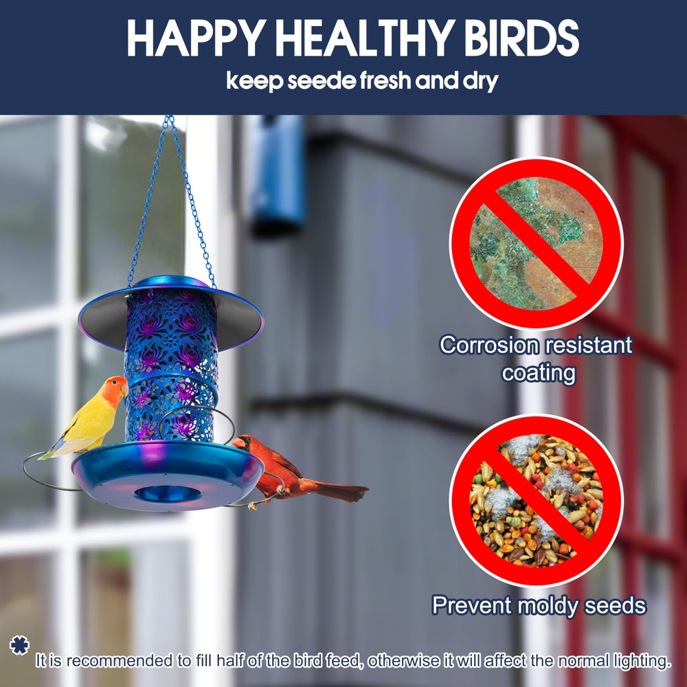 Ottsuls solar bird feeder hollow pattern helping birds spot seeds directly