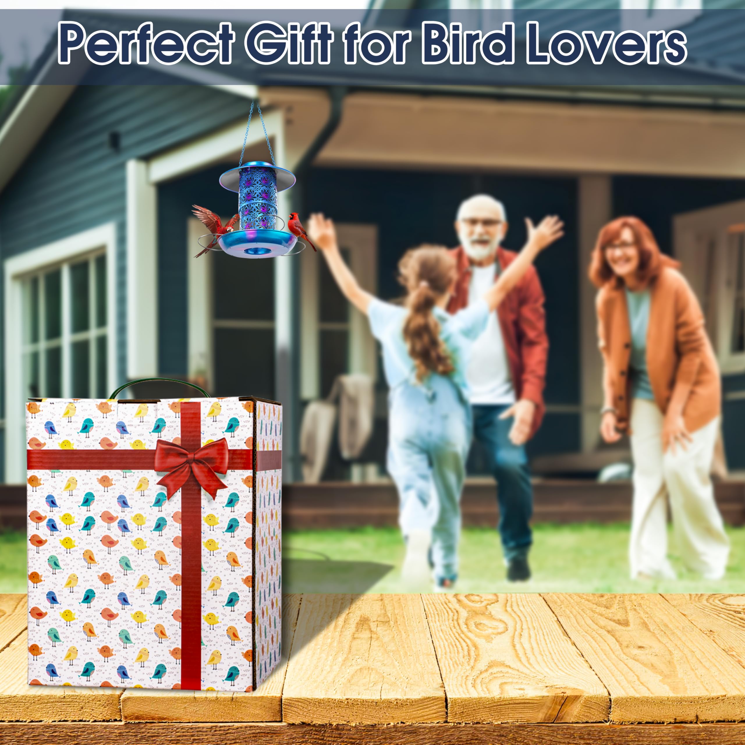 Ottsuls solar bird feeder seed tray catching spills for easy cleanup