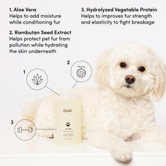 OUAI Fur Bébé bath lather on a cat fur for silky results