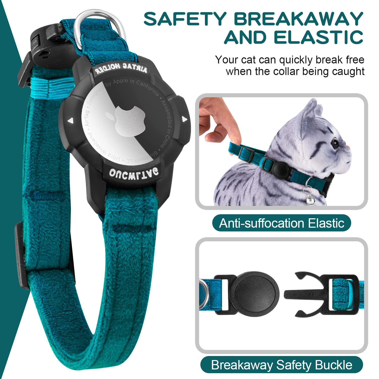 OUCWLTAG Breakaway buckle with elastic band for quick release safety