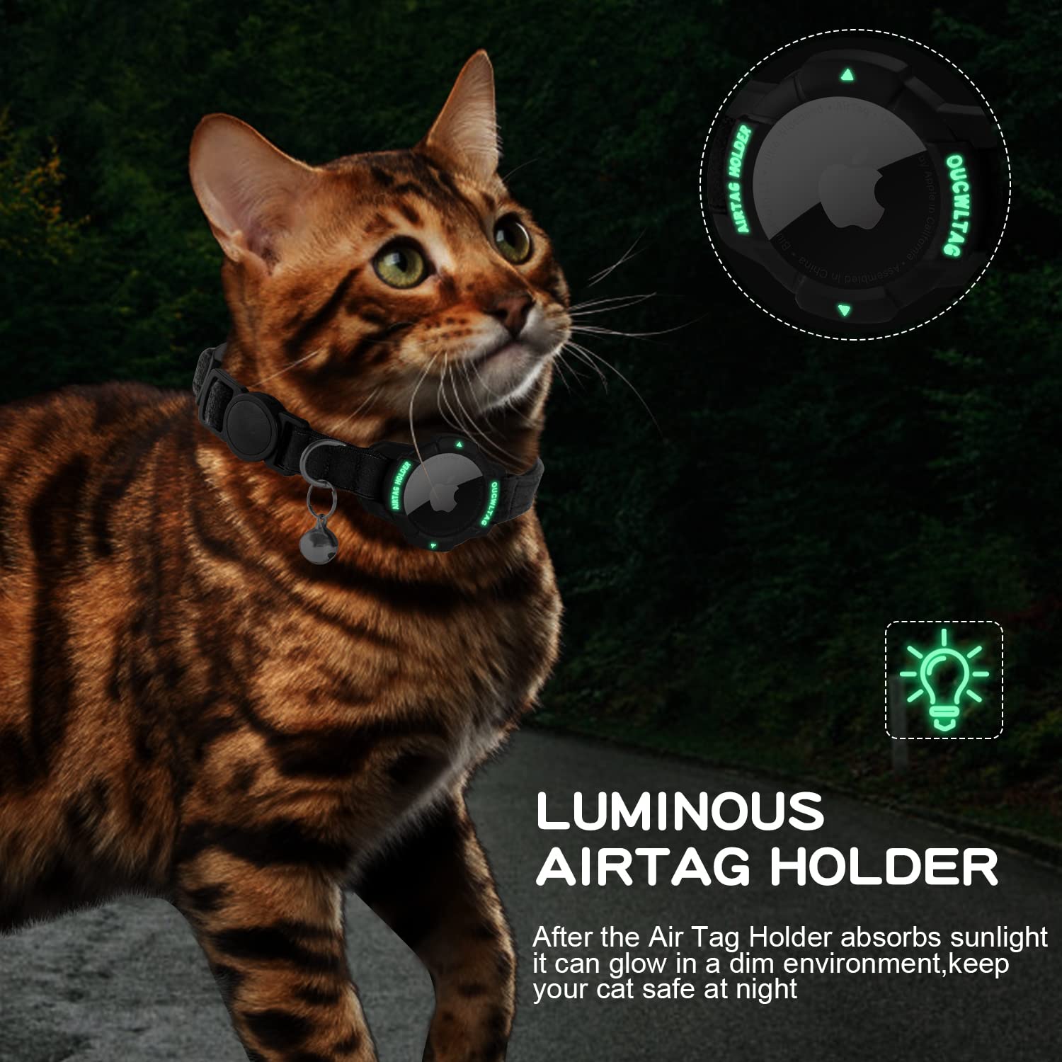 OUCWLTAG glow-in-the-dark AirTag case enhances nighttime visibility