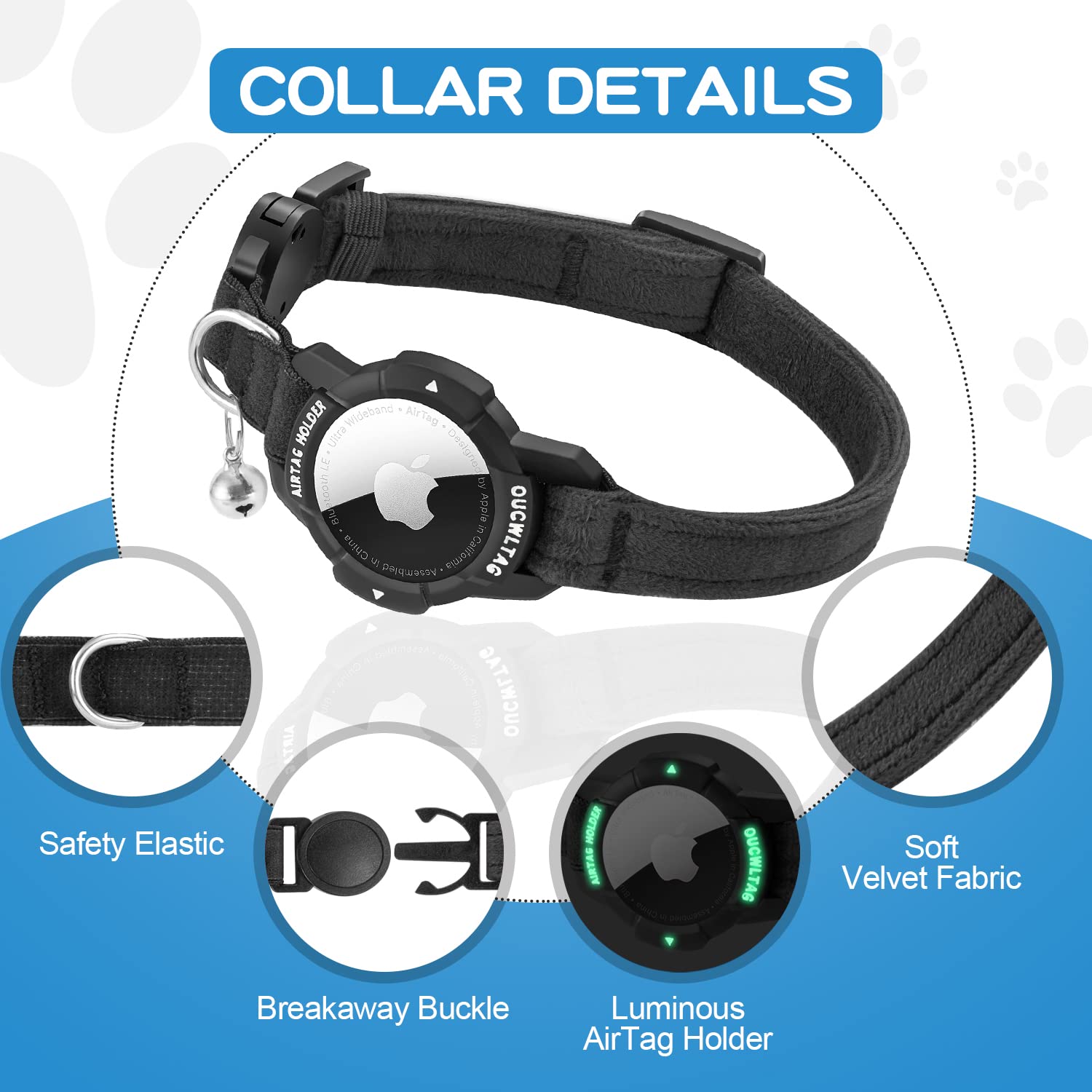 OUCWLTAG AirTag holder integrated design demonstrates wobble-free placement