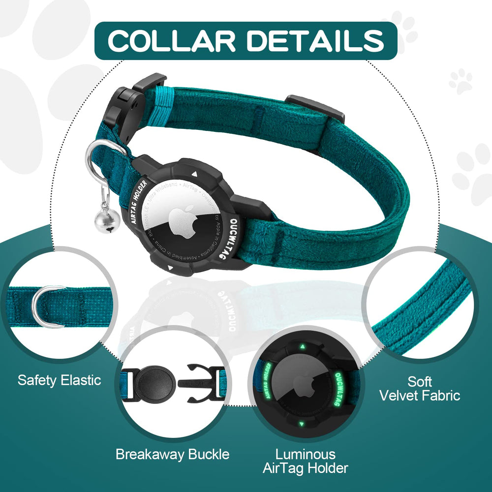 OUCWLTAG Soft velvet cat collar for comfortable wear and less irritation.