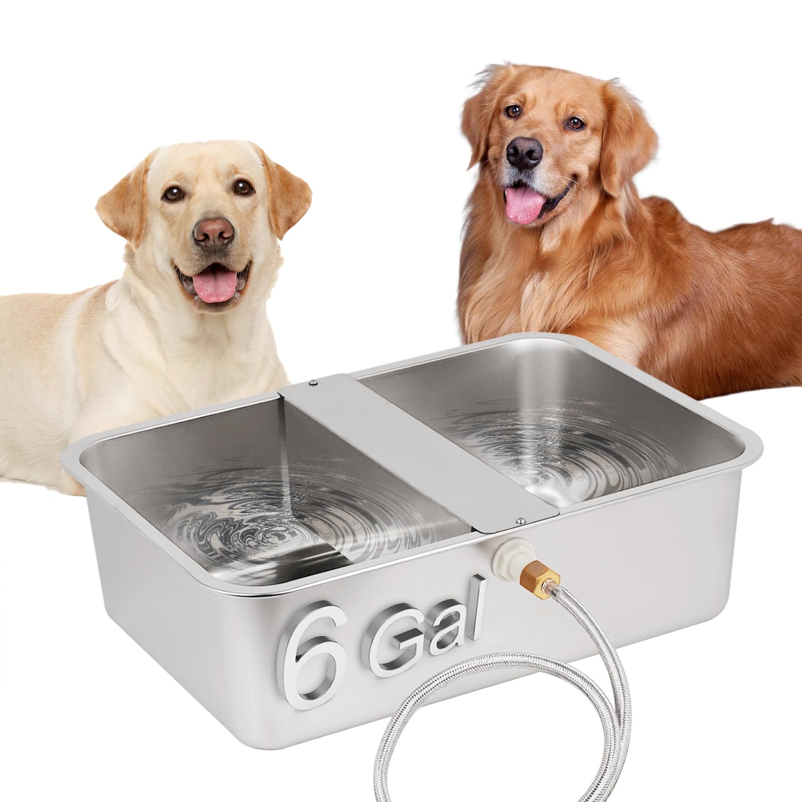 OUJIMAI 6Gallon XL water bowl exterior demonstrates outdoor multi-pet hydration capability.