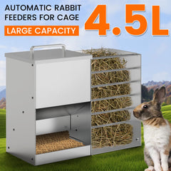 OUJIMAI rabbit hay rack with installation hooks demonstrates hanging setup.