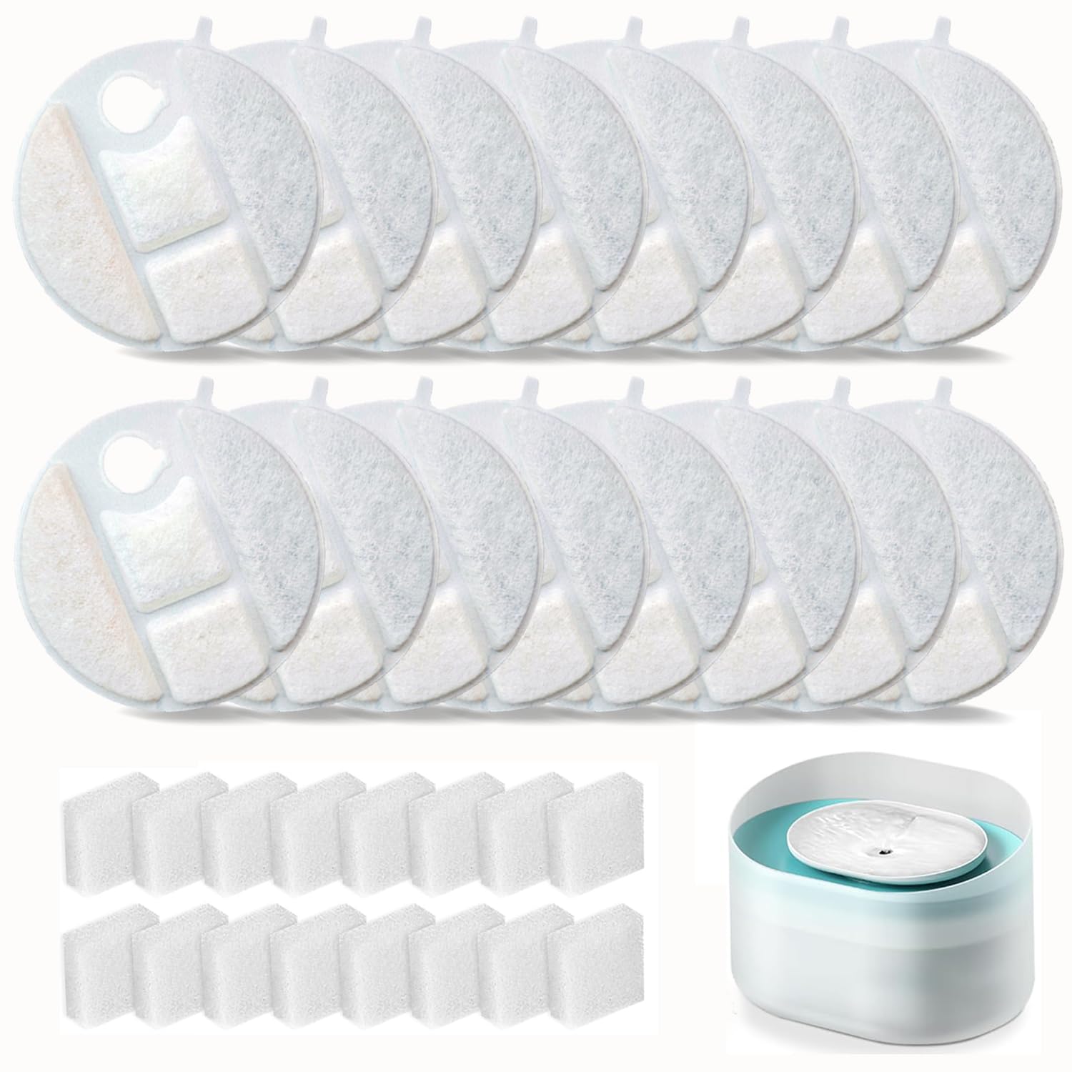 OUPUSES 16-pack filters for PETLIBRO Capsule Fountain PLWF008 ready for replacement