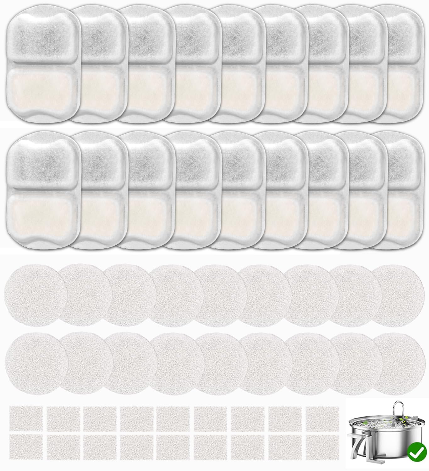 OUPUSES 5-layer filtration system close-up for cleaner pet drinking water.