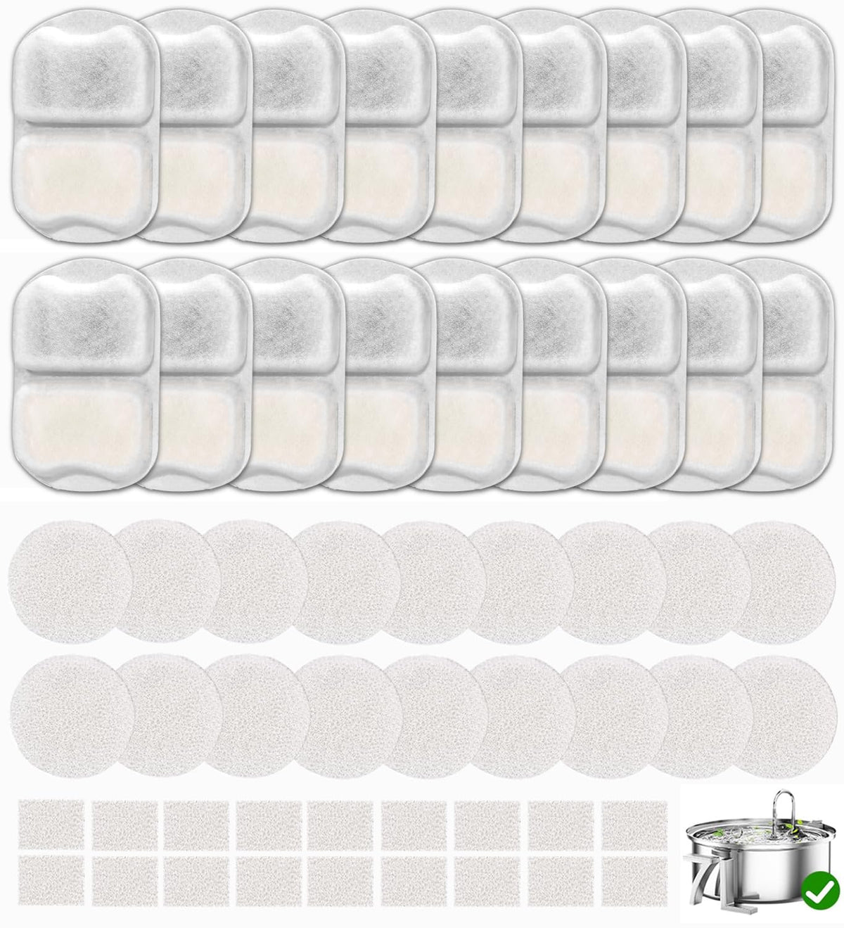 OUPUSES 5-layer filtration system close-up for cleaner pet drinking water.