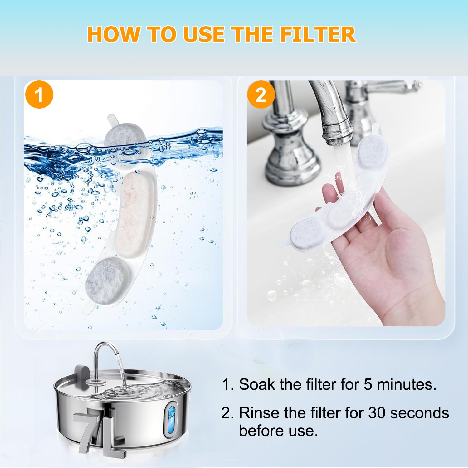 OUPUSES built-in pump sponge segment illustrates extra filtration to prevent clogs.