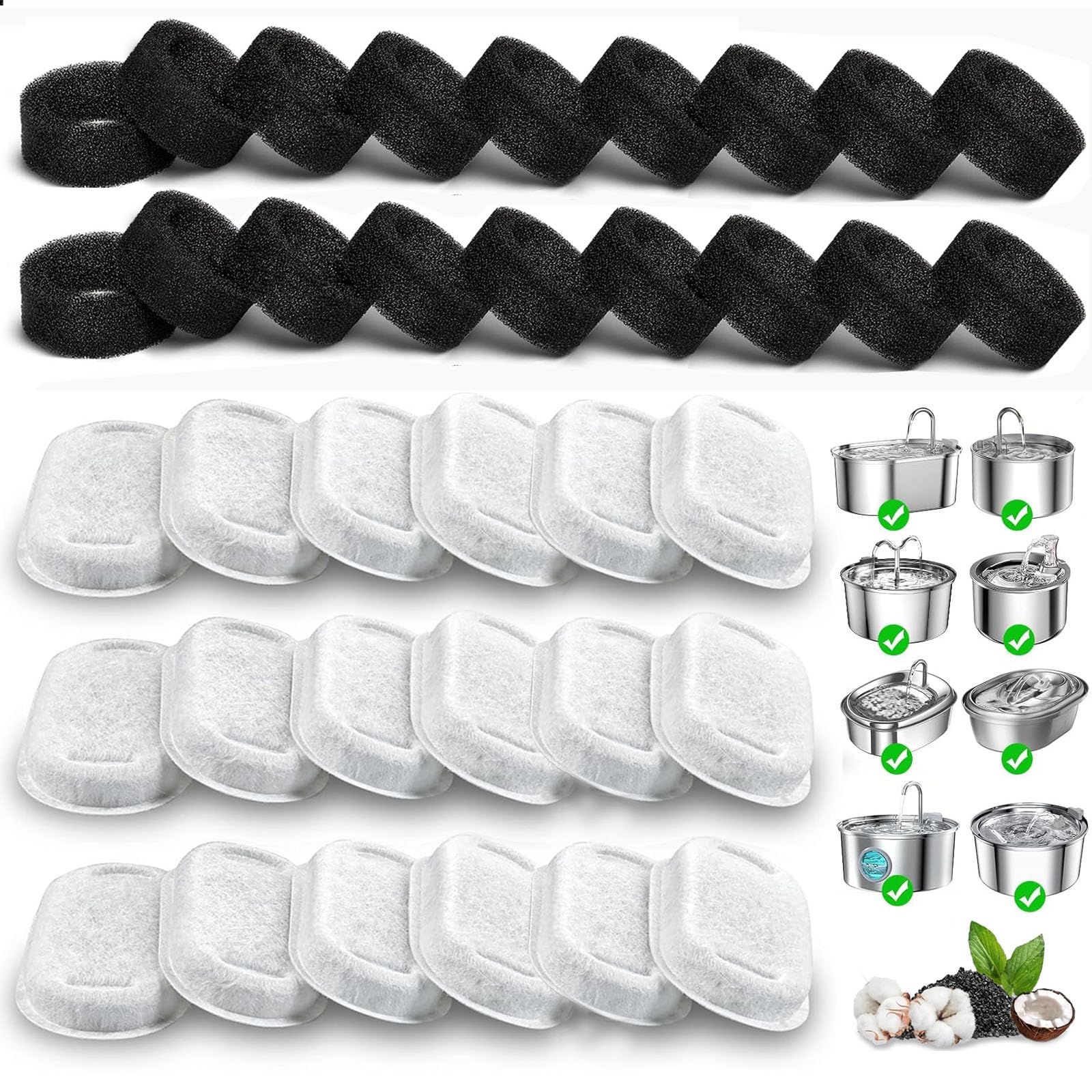 OUPUSES cat fountain carbon filters pack ready for replacement to improve water quality
