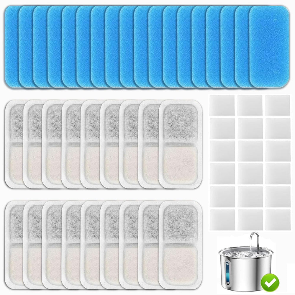 OUPUSES cat fountain filters packaging shows a 25-pack for easy, cost-effective hydration.