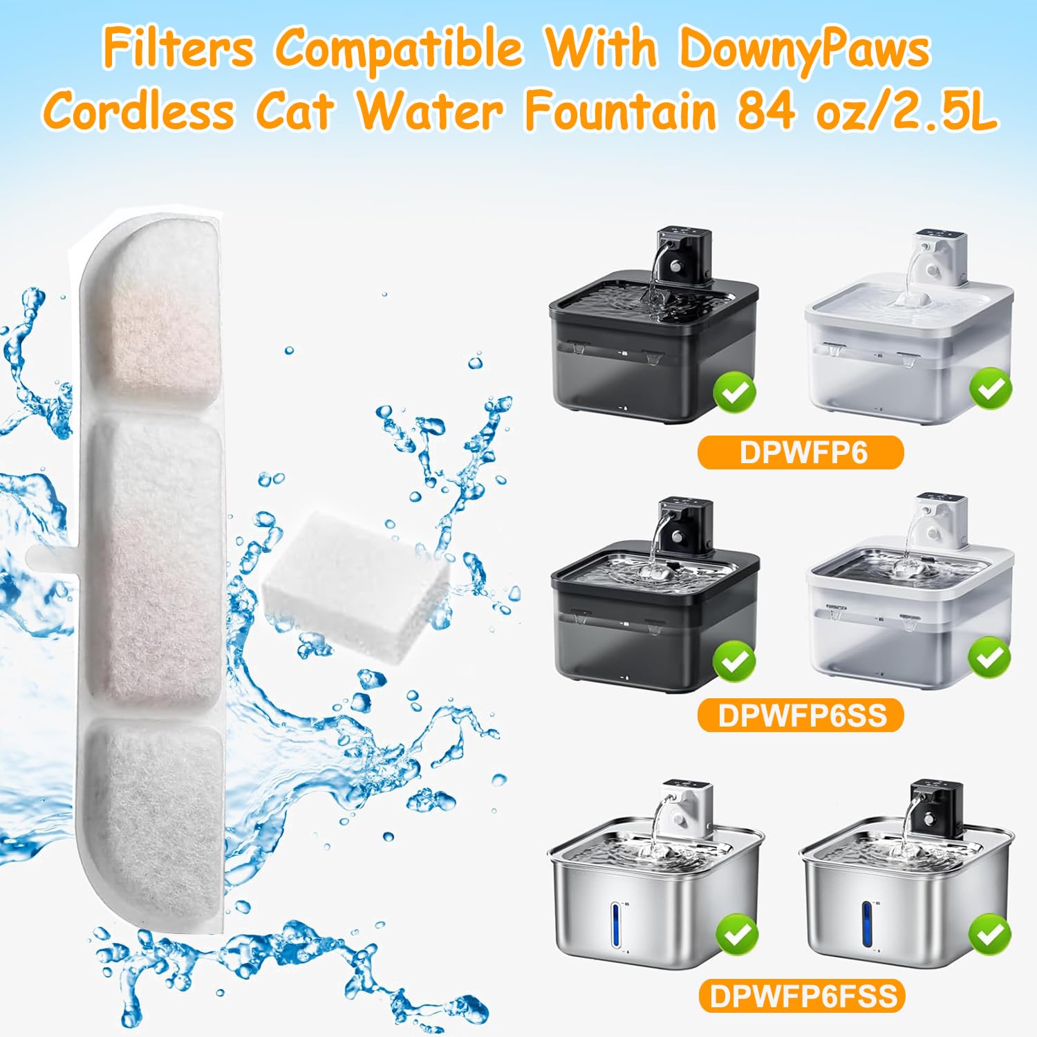 OUPUSES Downy Paws 16-pack filter with sponges supports fountain maintenance