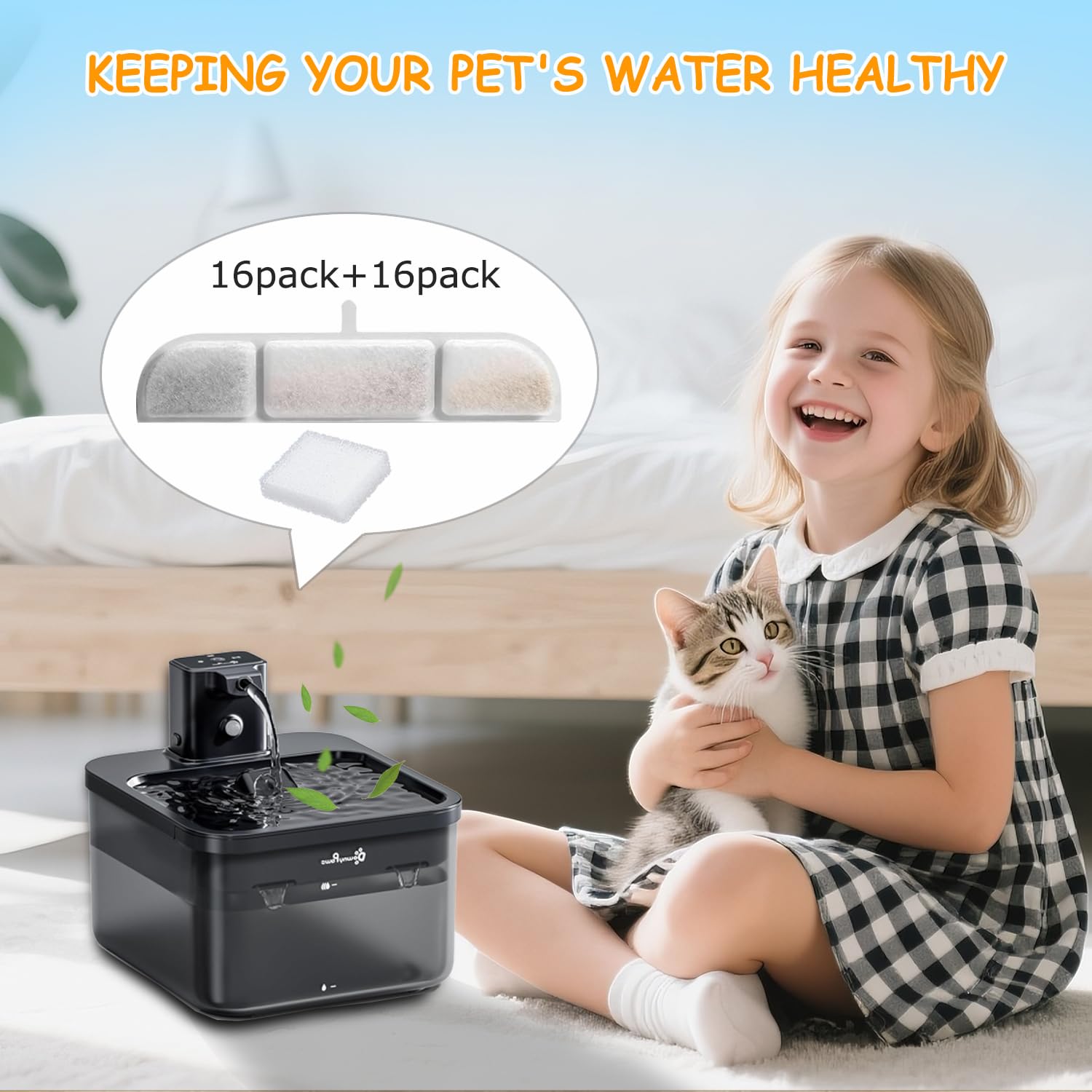 OUPUSES Downy Paws filtration kit for smooth fountain operation