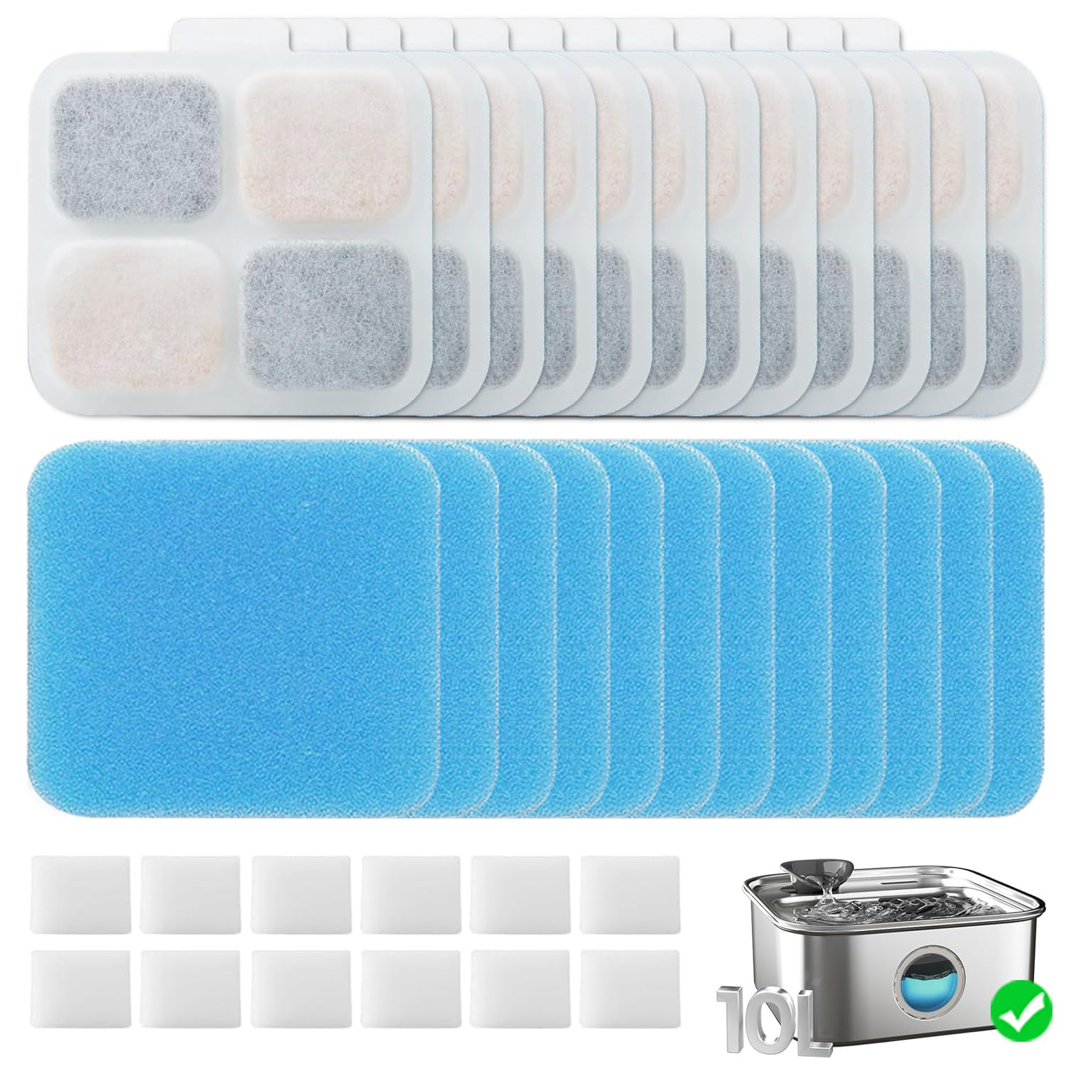 OUPUSES PW07SAU filters pack for Oneisall fountain improves water purity
