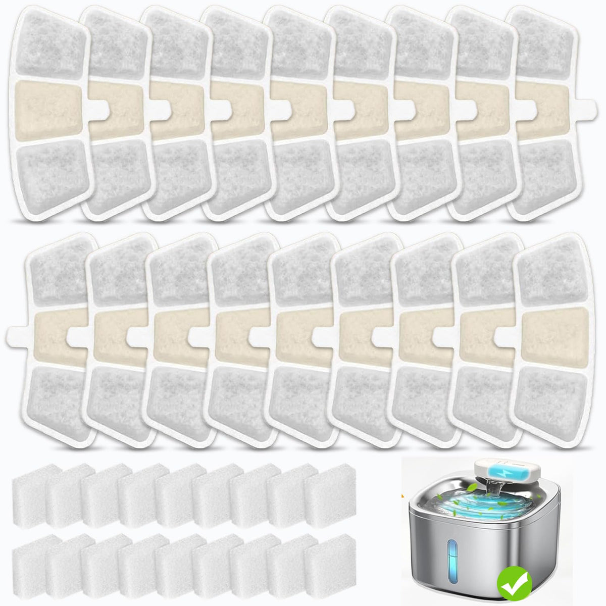 OUPUSES PW04 18-pack filters demonstrating long-lasting supply for Oneisall fountain and cleaner water.
