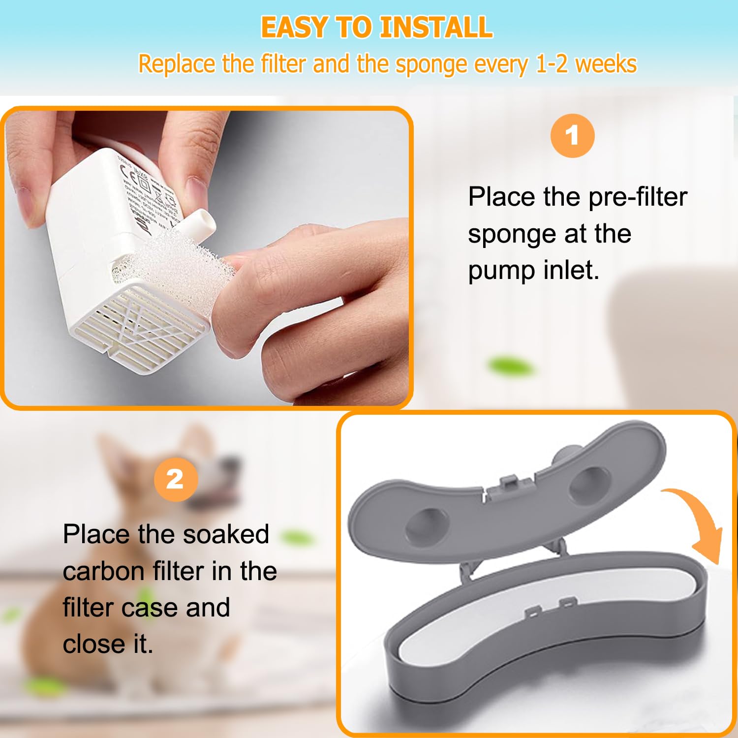 OUPUSES replacement filters with sponges set ideal for ongoing fountain maintenance.