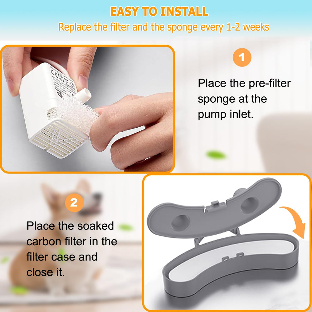 OUPUSES replacement filters with sponges set ideal for ongoing fountain maintenance.