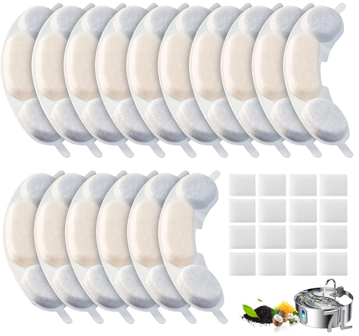 OUPUSES Smartoo 7L fountain filters image showing replacement filters for clean, fresh water.