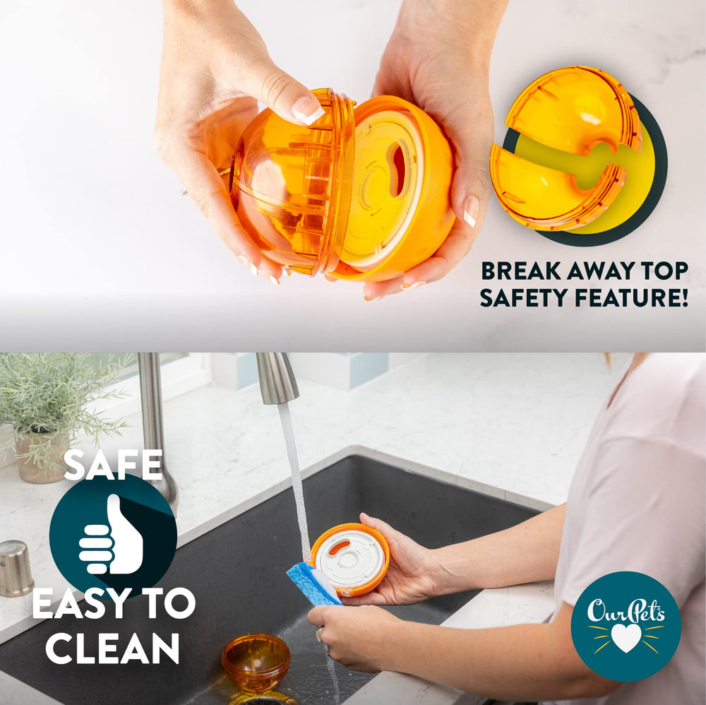 Our Pets IQ Treat Ball 4-inch durable plastic designed for tough play.