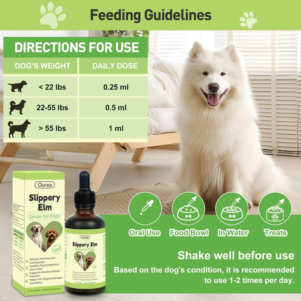 Ourea Slippery Elm Drops packaging emphasizes organic, additive-free formula.