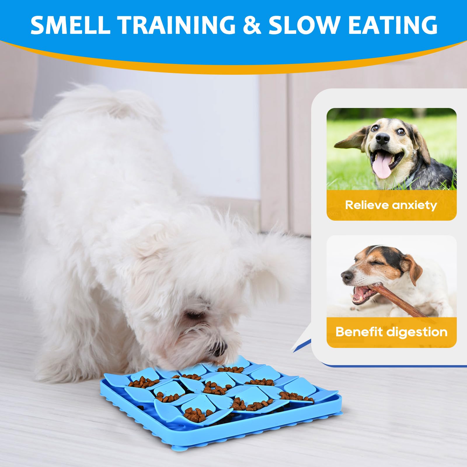 OurMiao snuffle mat packaged in blue and purple for quick setup.