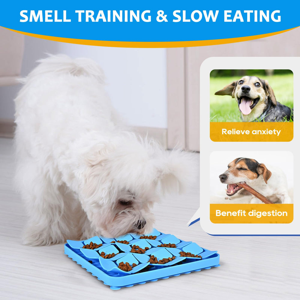 OurMiao snuffle mat packaged in blue and purple for quick setup.