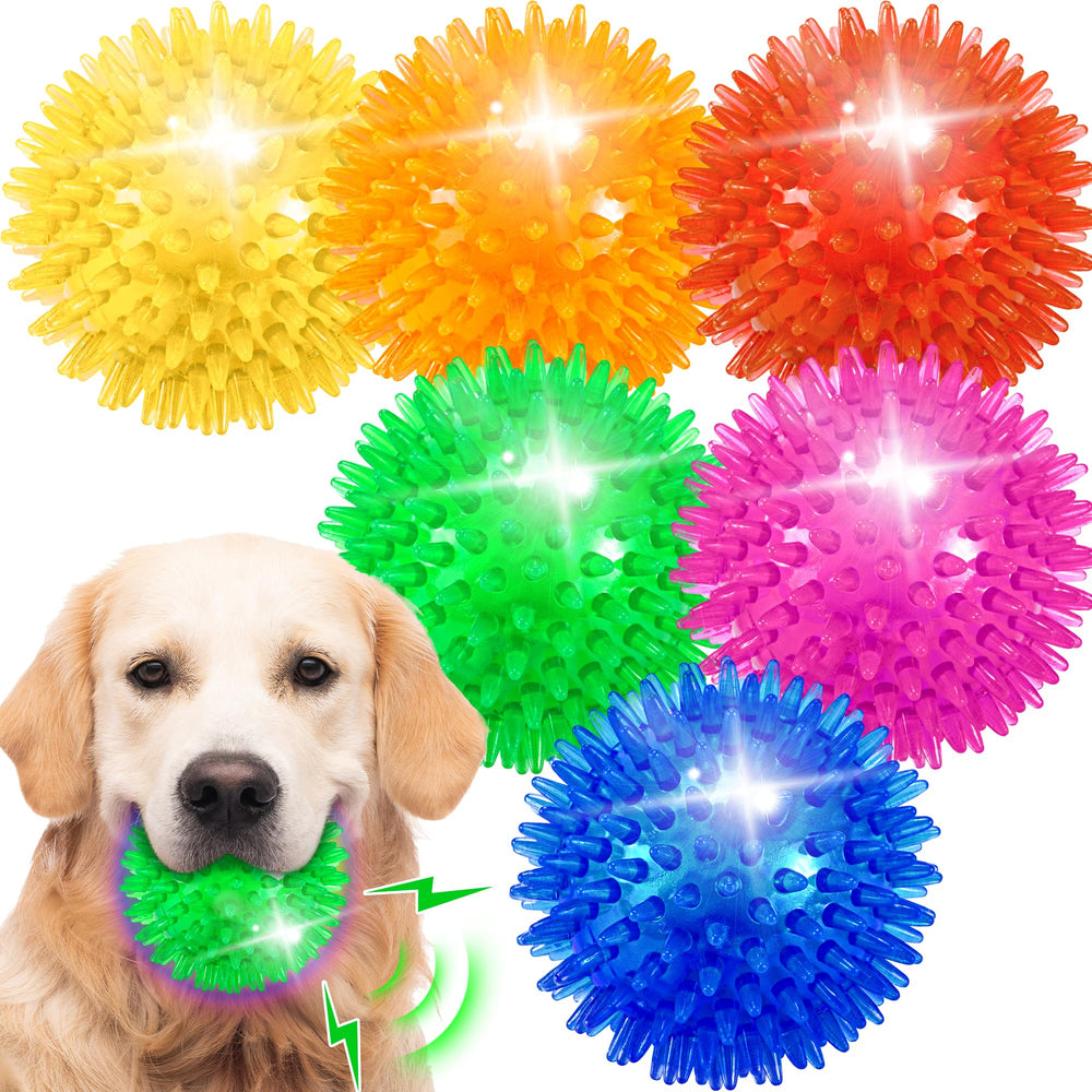 Ousiya 3.5 inch spiky light up ball for nighttime fetch