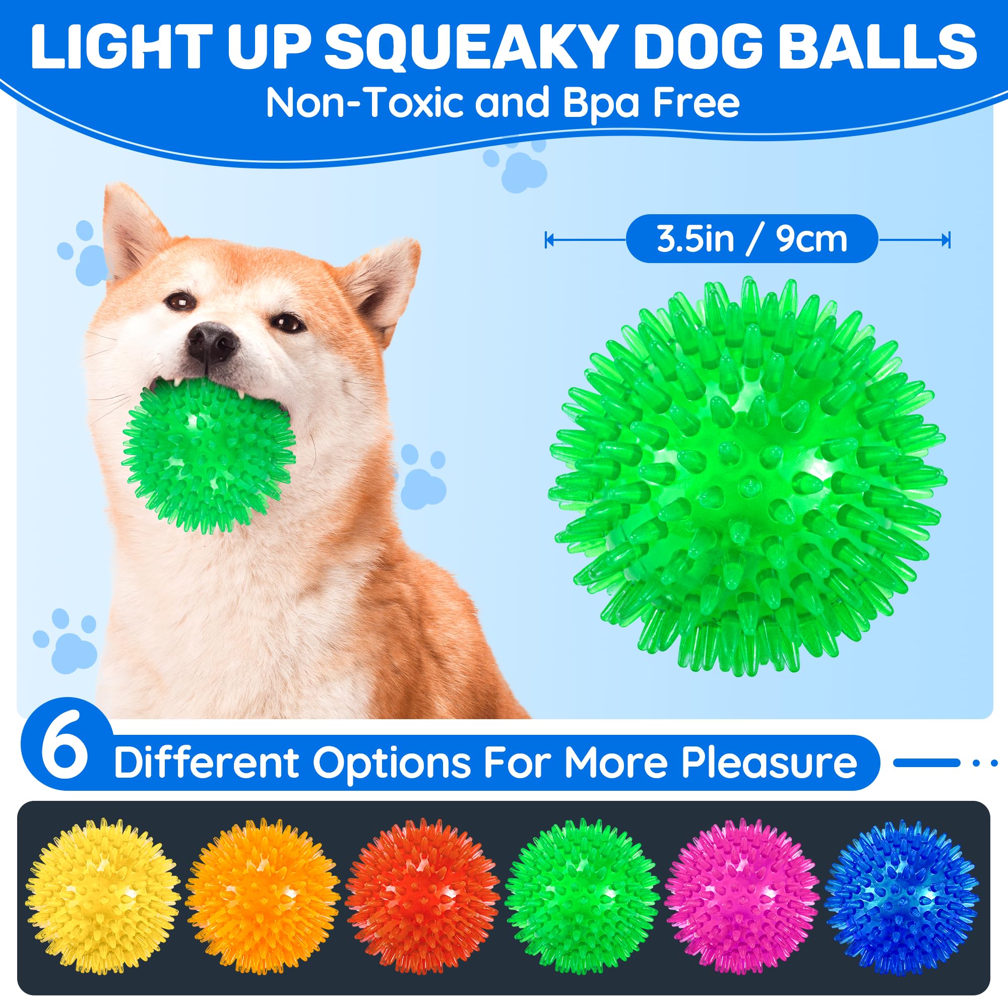 Ousiya six pack colorful light up dog balls for interactive play