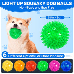 Ousiya six pack colorful light up dog balls for interactive play