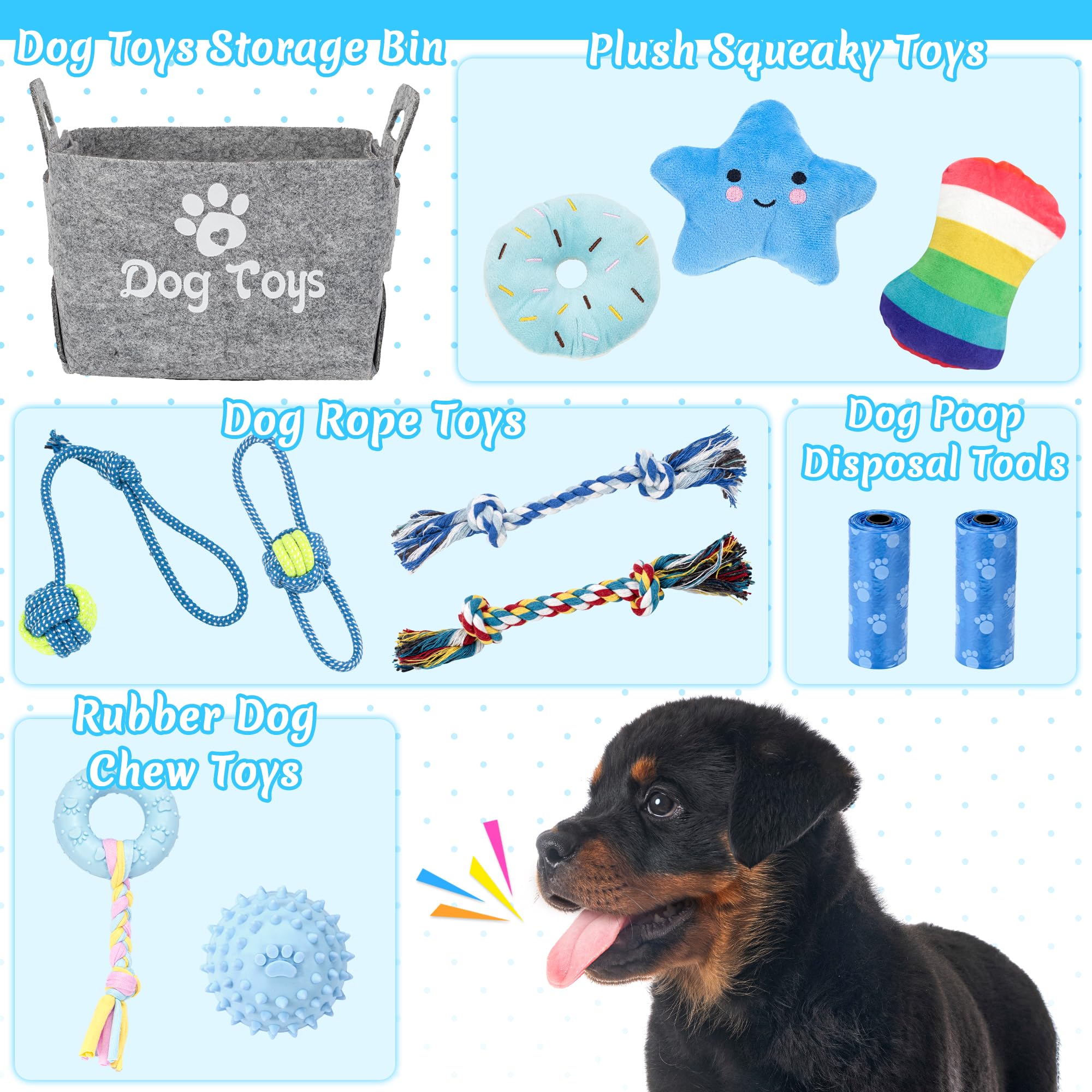 Ousiya small breed chew toys rope and plush for versatile teething play.